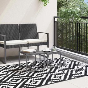 vidaXL Χαλί εξωτερικού χώρου ARAKIL Λευκό και μαύρο 120x180 cm PP