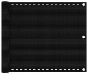 vidaXL Διαχωριστικό Βεράντας Μαύρο 75x600 εκ. από HDPE
