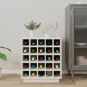 vidaXL Κάβα Κρασιών Λευκή 55,5 x 34 x 61 εκ. από Μασίφ Ξύλο Πεύκου