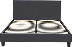 Κρεβάτι Flat Megapap από τεχνόδερμα χρώμα μαύρο ματ 140x190εκ.