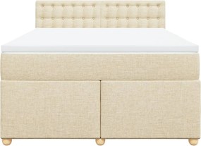 vidaXL Κρεβάτι Boxspring με Στρώμα Κρεμ 140x200 εκ. Υφασμάτινο
