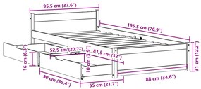 ΣΚΕΛΕΤΟΣ ΚΡΕΒΑΤΙΟΥ ΧΩΡΙΣ ΣΤΡΩΜΑ 90X190 ΕΚ ΜΑΣΙΦ ΞΥΛΟ ΠΕΥΚΟΥ 3301674