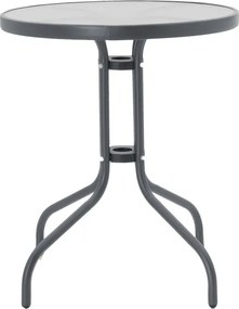 Tραπεζαρία Watson-Sussie pakoworld σετ 3τεμ μέταλλο ανθρακί-γυαλί Φ60x70εκ