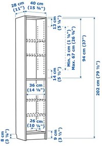BILLY βιβλιοθήκη, 40x28x202 cm 604.773.82