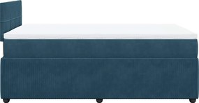 vidaXL Κρεβάτι Boxspring με Στρώμα Μπλε 120x190 εκ. Βελούδινο