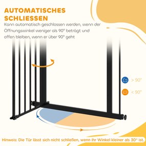 Dog Door Gate Barrier Pet Gate Metal Plastic 74-80cm Μαύρο