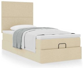 vidaXL Οθωμανικό κρεβάτι με στρώμα Cream 100x200cm ύφασμα