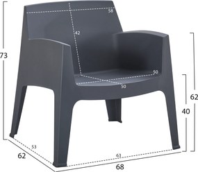 ΠΟΛΥΘΡΟΝΑ ΠΟΛΥΠΡΟΠΥΛΕΝΙΟΥ LOUNGE SLEEK HM6365.10 ΓΚΡΙ 62x68x73Υεκ.