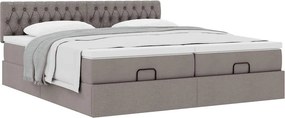 vidaXL Οθωμανικό κρεβάτι με στρώματα Taupe 160x200cm ύφασμα