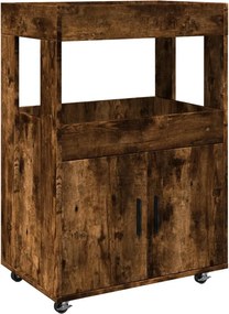 vidaXL Τρόλεϊ Μπαρ Καπνιστή Δρυς 60x39,5x89 εκ. Επεξ. Ξύλο