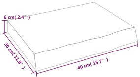 Πάγκος Μπάνιου Αν. Καφέ 40x30x(2-6) εκ. Επεξεργ. Μασίφ Ξύλο - Καφέ