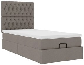 vidaXL Οθωμανικό κρεβάτι με στρώμα Taupe 90x200cm ύφασμα