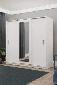 Stewehome Λευκή συρόμενη ντουλάπα μοντέρνου στιλ από μελαμίνη 160x55x18 cm