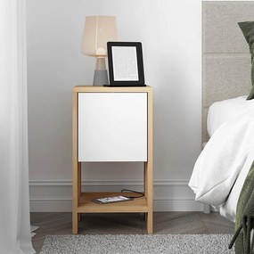 Κομοδίνο Ema Megapap χρώμα sapphire oak - λευκό 30x30x55εκ.