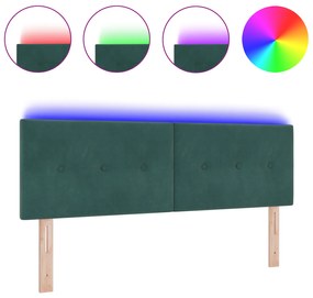 vidaXL LED Κεφαλόग्रीφη με κουμπιά, Σκούρο Πράσινο 80 εκ. Βελούδο