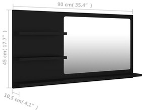 Καθρέφτης Μπάνιου Μαύρος 90 x 10,5 x 45 εκ. Μοριοσανίδα - Μαύρο