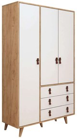 Ντουλάπα Τρίφυλλη Franky 811MDD4907 120x52x187cm Oak-White Three Door