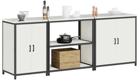 vidaXL Σετ Αποθήκευσης Κουζίνας με ράφι Άλλο 3 pcs Λευκό Ατσάλι