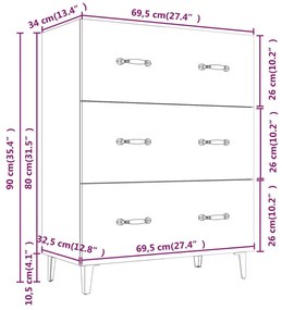 Ντουλάπι Καφέ Δρυς 69,5 x 34 x 90 εκ. Επεξεργασμένο Ξύλο - Καφέ