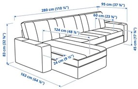 KIVIK τριθέσιος καναπές με σεζλόνγκ 394.430.54