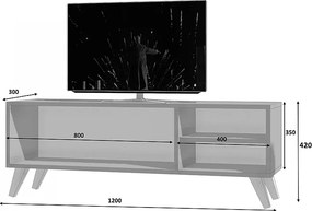 Έπιπλο τηλεόρασης Space Megapap χρώμα λευκό 120x30x42εκ.