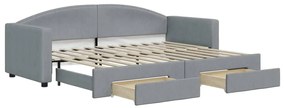 vidaXL Καναπές Κρεβάτι Συρόμενος Ανοιχτό Γκρι 80x200εκ Ύφασμα Συρτάρια