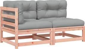 vidaXL Patio Sofa 2-θέσιο Solid Douglas wood, Oxford fabric, PP cotton