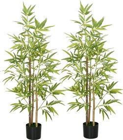 Σετ Τεχνητό Μπαμπού δέντρο με 2 3 κορμούς Easy Care 120cm Τσιμεντοδοχείο Πράσινο