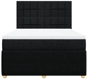 Κρεβάτι Boxspring με Στρώμα Μαύρο 140x200 εκ. Υφασμάτινο - Μαύρο