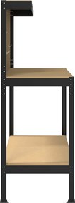 vidaXL Εργαστηριακός πάγκος με ράφι Μαύρο 114 x 54 x 145 εκ.