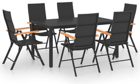 vidaXL Σετ Τραπεζαρίας Κήπου 7 Τεμαχίων Μαύρο και Καφέ