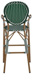 Σκαμπό Αλουμινίου Bamboo Look Με Wicker Πράσινο Λευκό 56x60x126 Εκ.