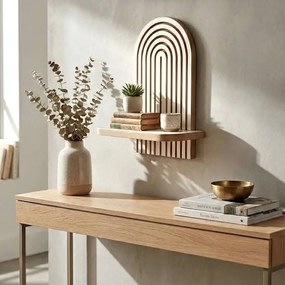 Ραφιέρα τοίχου Artwill Megapap Mdf χρώμα λευκό - oak 26x13x35εκ.