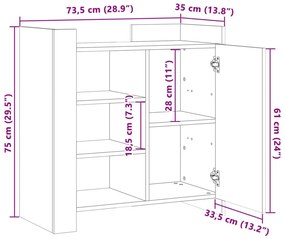 Ντουλάπι Γκρι Sonoma 73,5x35x75 εκ. από Επεξεργασμένο Ξύλο - Γκρι