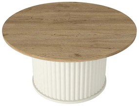 Τραπεζάκι σαλονιού Bohema Megapap χρώμα ivory - sepet oak Ø85x43,2εκ.