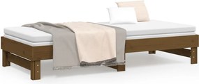 vidaXL Καναπές Κρεβάτι Συρόμενος Μελί 2x(100x200) εκ. από Μασίφ Πεύκο