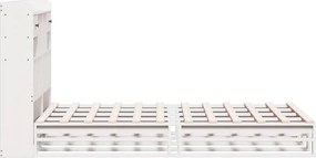 vidaXL Κρεβάτι Βιβλιοθήκη Χωρίς Στρώμα Λευκό 135x190 εκ Μασίφ Πεύκο