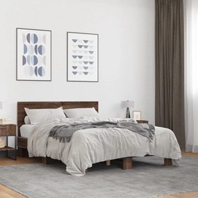 vidaXL Πλαίσιο Κρεβατιού Καφέ Δρυς 120x200 εκ. Επεξ. Ξύλο &amp; Μέταλλο