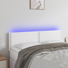 Κεφαλάρι Κρεβατιού LED Λευκό 144x5x78/88 εκ. Συνθετ. Δέρμα - Λευκό
