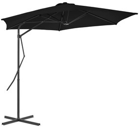 vidaXL Ομπρέλα Κήπου Μαύρη 300 x 230 εκ. με Ατσάλινο Ιστό