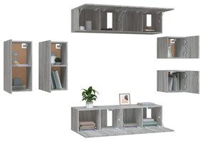 vidaXL Σετ Επίπλων Τηλεόρασης 8 Τεμ. Γκρι Sonoma Επεξεργασμένο Ξύλο