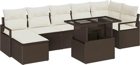 vidaXL Σετ Καναπέ Κήπου με μαξιλάρι 8 pcs Καφέ και κρεμ