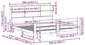 Σκελετός Κρεβ. Χωρίς Στρώμα Λευκό 200x200 εκ Μασίφ Πεύκο - Λευκό