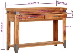 Τραπέζι Κονσόλα 110 x 34 x 74 εκ. από Μασίφ Ξύλο Ακακίας - Καφέ