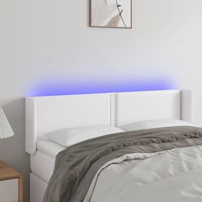 vidaXL Κεφαλάρι Κρεβατιού LED Λευκό 147x16x78/88 εκ. Συνθετ. Δέρμα