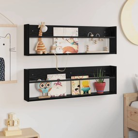 vidaXL Ράφι Περιοδικών με ράφι 2 pcs Μαύρη Οξυά 100 x 12 x 30 εκ