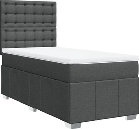 vidaXL Κρεβάτι Boxspring με Στρώμα Σκούρο Γκρι 90x190 εκ. Υφασμάτινο