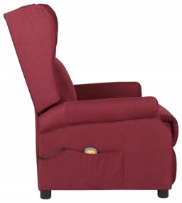 vidaXL Πολυθρόνα Μασάζ Μπορντό Υφασμάτινη