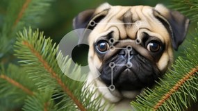 Intra Συλλεκτικό Ξύλινο Παζλ Plywood  4mm - Pug Puppy Among Pine Needles Σε Ξύλινο Κουτί - Διαστάσεις: 10x10 cm – 25 κομμάτια