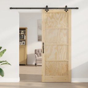 vidaXL Συρόμενη Πόρτα  με Σετ Εξαρτημάτων 86x211 εκ. Στερεό Ξύλο Πεύκου